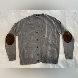 J Crew - Grey Wool Cardigan with Elbow Pads - L